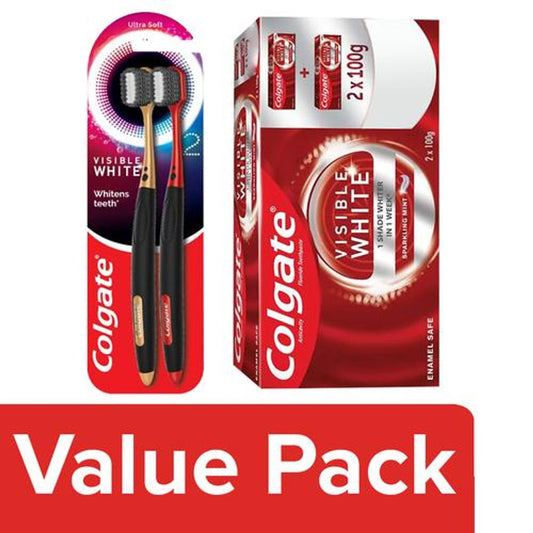 Visible White Whitening Toothpaste 200 g + O2 Toothbrush Ultra Soft 2 pcs