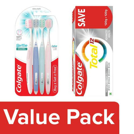 Total Whole Mouth Health Antibacterial Toothpaste + Gentle Enamel Toothbrush