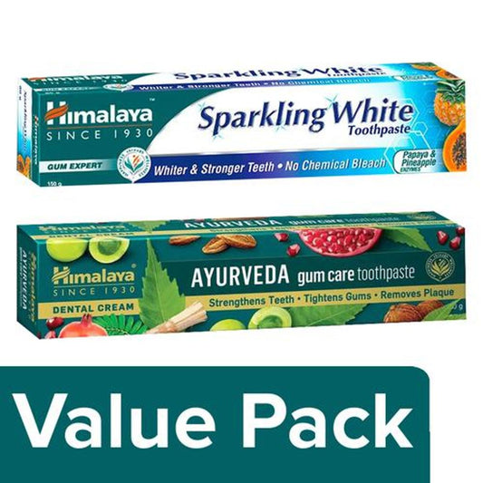 Sparkling White Toothpaste 150 g + Ayurveda Gum Care Toothpaste 150 g