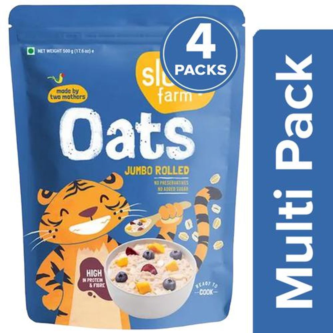 Slurrp Farm 100% Wholegrain Rolled Oats for Kids, 500 g X 4