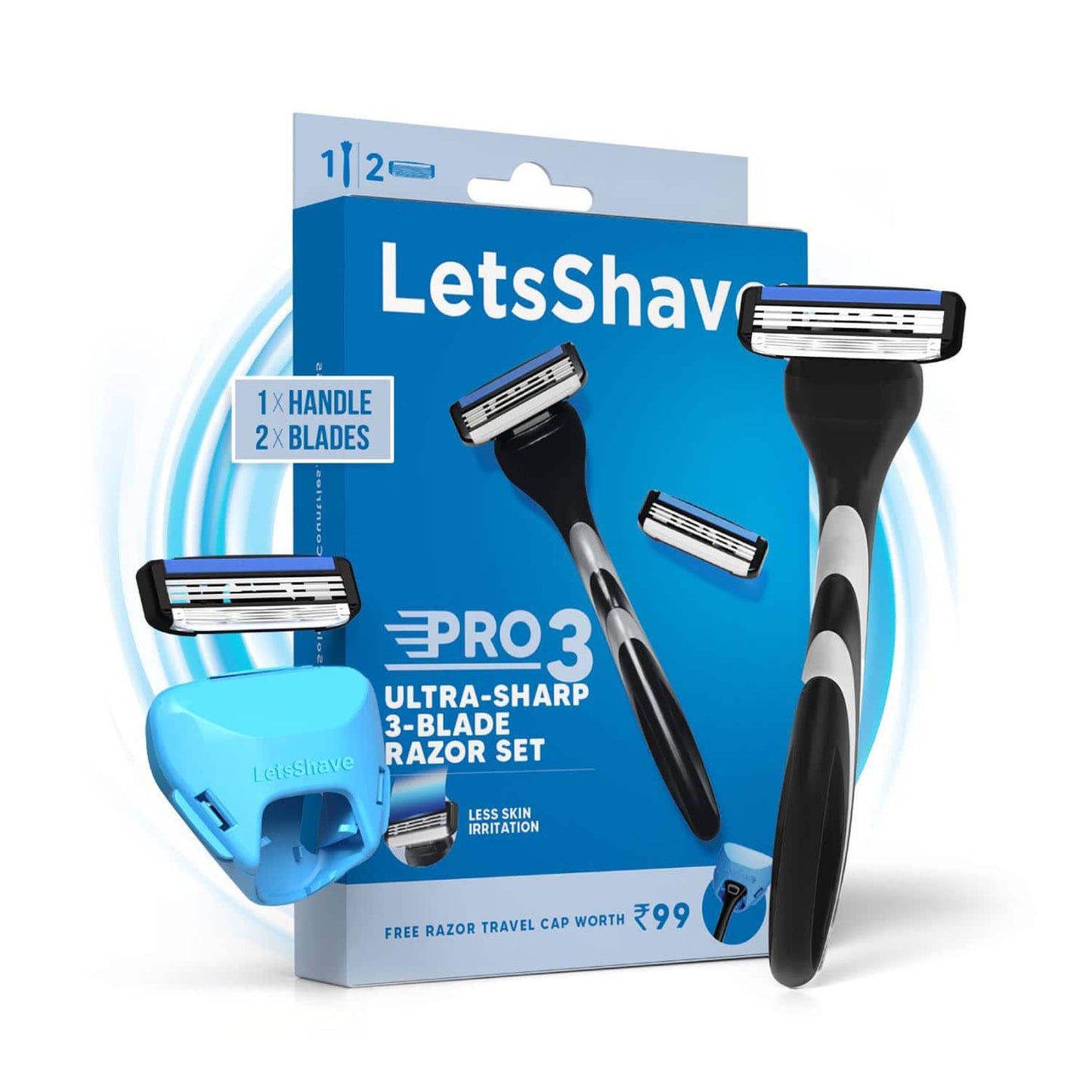 LetsShave Pro 3 Shaving Razor For Men - Black, Grey