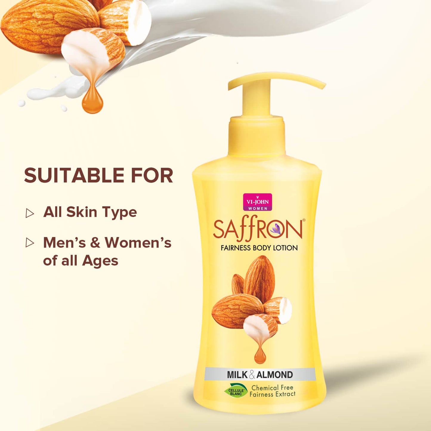 VI-JOHN Women Saffron Body Lotion Combo Red Apple + Milk Almond