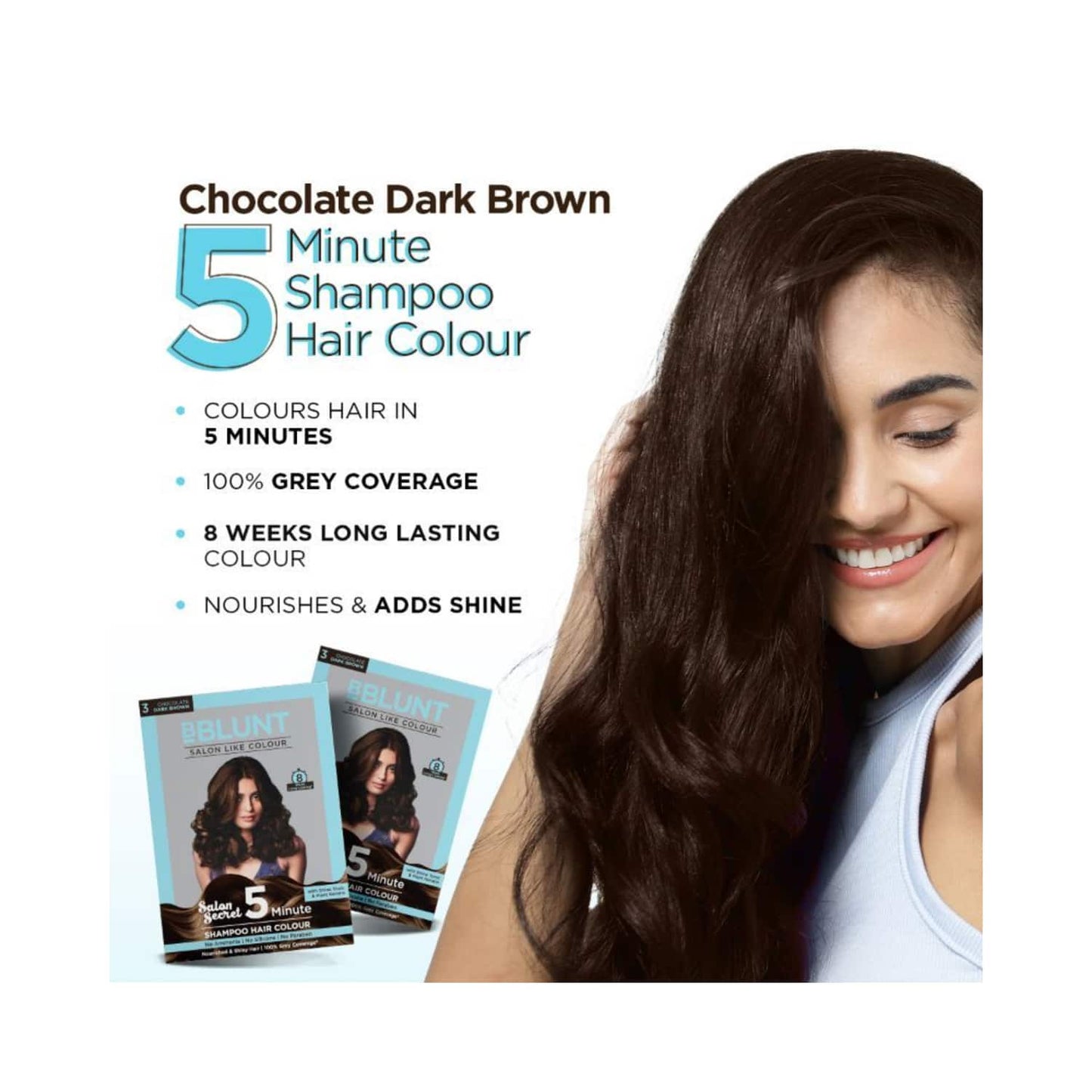 BBlunt 5 Minute Shampoo Hair Colour - 03 Chocolate Dark Brown (5Pcs)