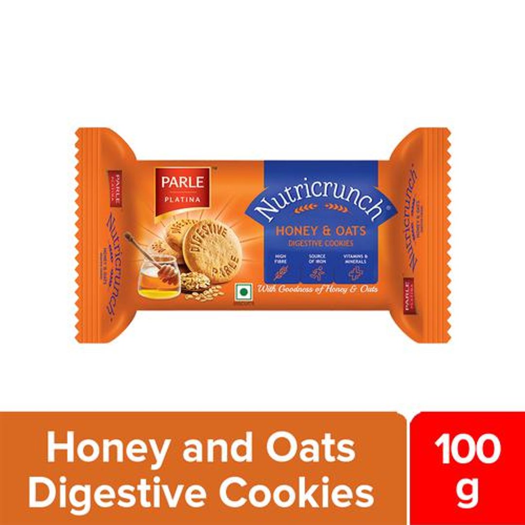 Platina Nutricrunch Biscuit - Honey & Oats, Rich In Fibre, Iron, Vitamins