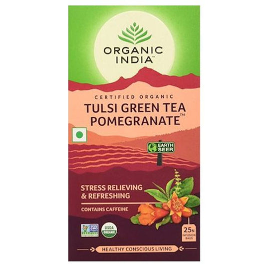 Organic Tulsi Green Tea - Pomegranate, Stress Relieving