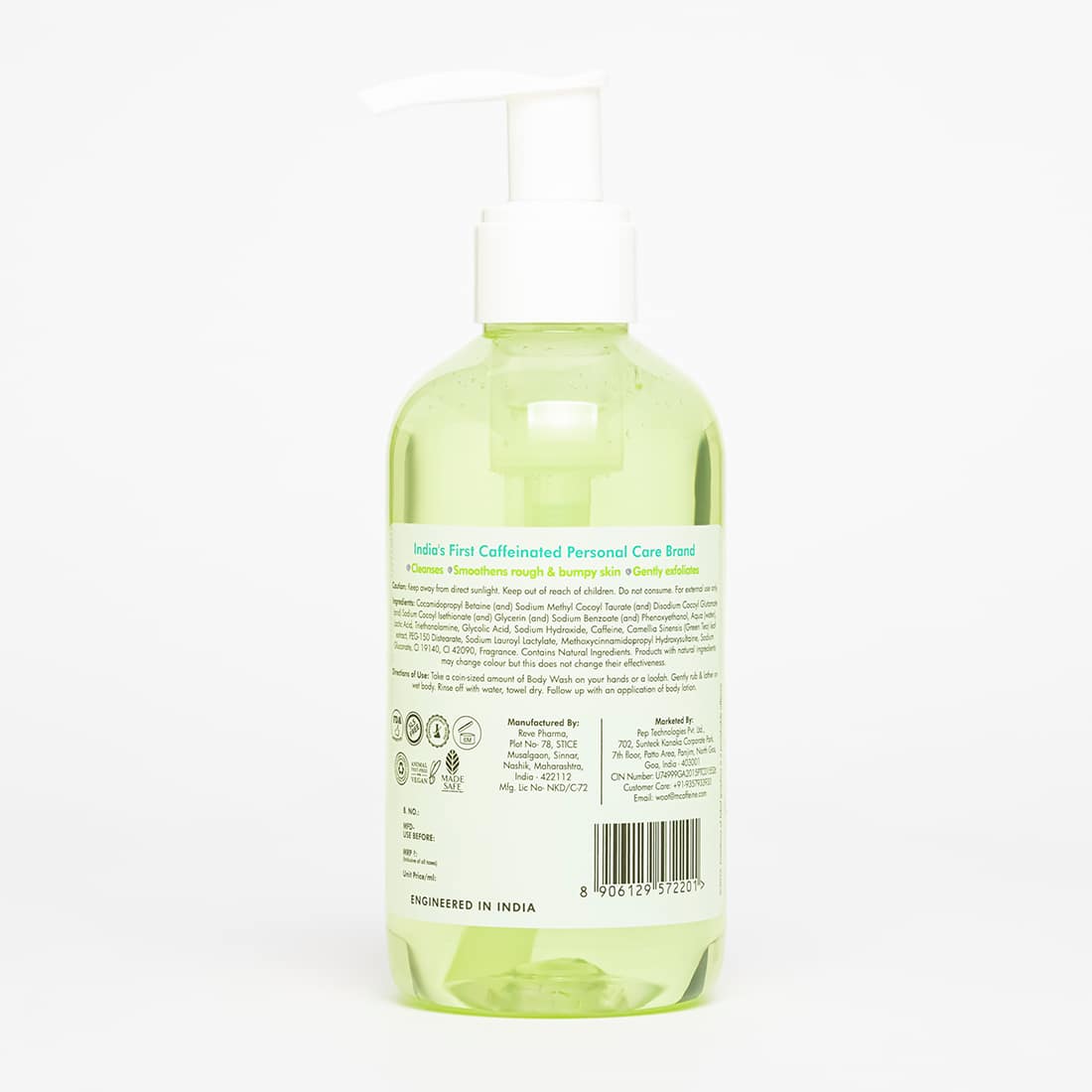 mCaffeine Green Tea Body Wash with Aha 10% (200ml)