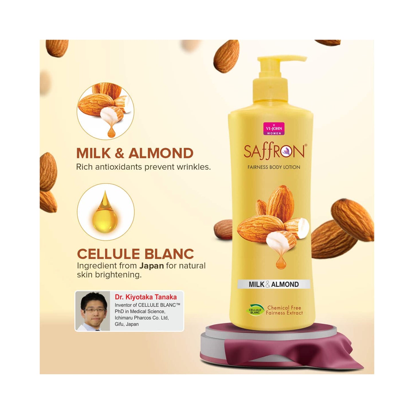 VI-JOHN Saffron Milk Almond Fairness Body Lotion (400ml)