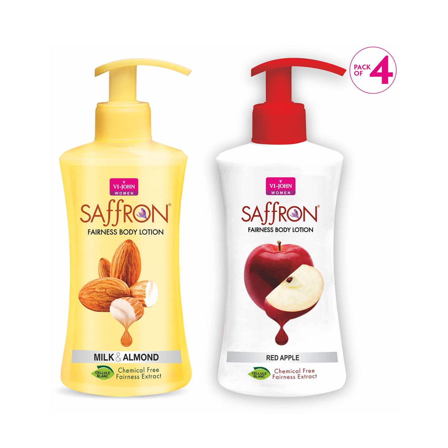 VI-JOHN Women Saffron Body Lotion Combo Red Apple + Milk Almond