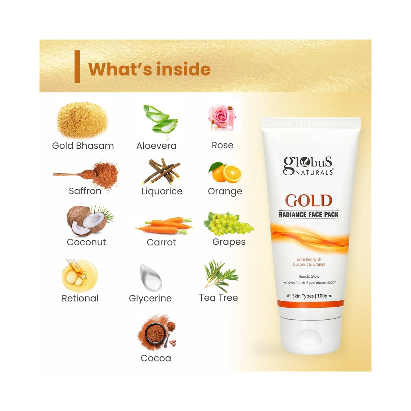 Globus Naturals Gold Radiance Anti Ageing & Brightening Face Pack Enriched With Saffron (2 Pcs)