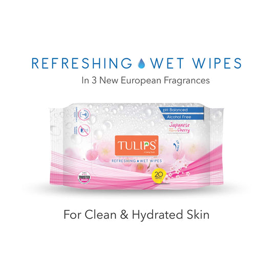 Tulips Refreshing Wet Wipes - Japanese Cherry (20Pcs)