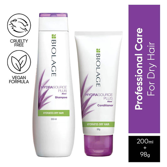 Biolage Hydrasource Shampoo & Conditioner Combo Enriched with Aloe for Dry Hair (200 ml + 98 g)