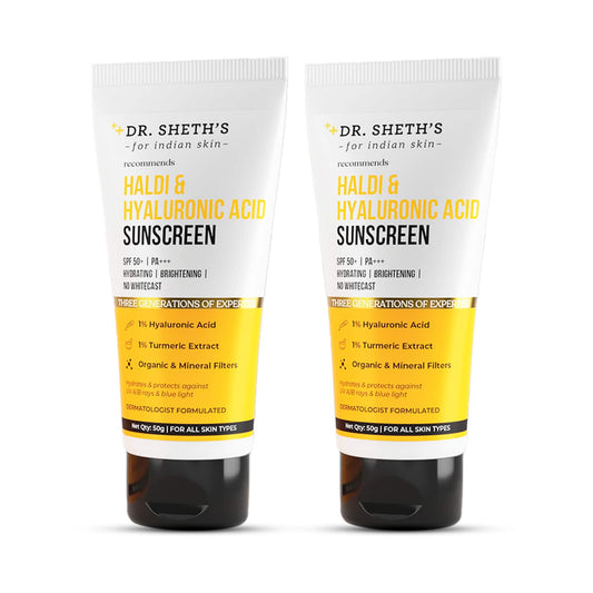 Dr. Sheth's Haldi & Hyaluronic Acid Sunscreen - 50g (pack of 2) Combo