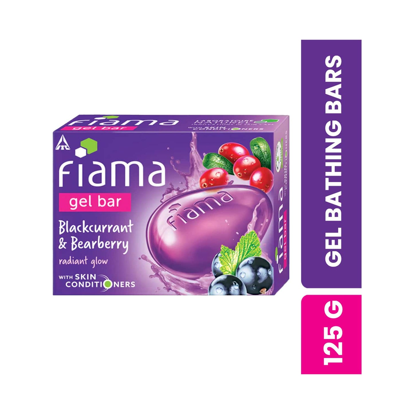 Fiama Blackcurrant and Bearberry Radiant Glow Gel Bar With Skin Conditioners (125g)