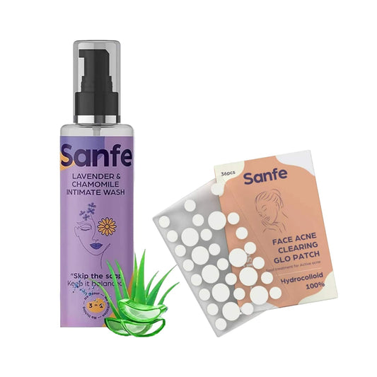 Sanfe Intimate Wash - Lavender & Chamomile and Promise Face Acne Patch - Pack of 36 Combo