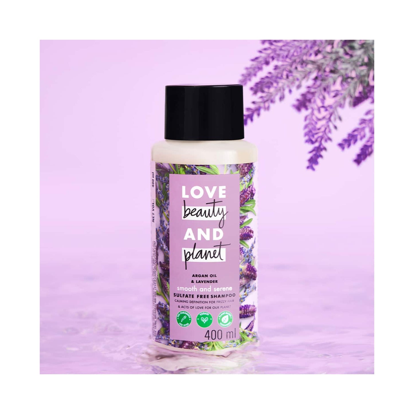 Love Beauty & Planet Argan Oil and Lavender Sulphate Free Shampoo for Dry & Frizzy hair (400 ml)