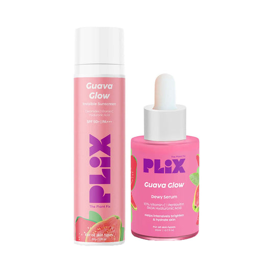 Plix The Plant Fix Guava Glow Invisible Sunscreen Gel SPF 50+ & Guava Face Serum Combo (2Pcs)