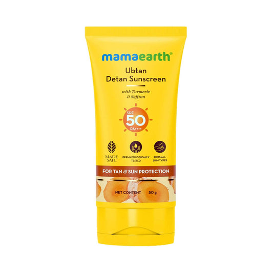 Mamaearth Ubtan Detan Sunscreen With SPF 50 PA ++++ (50 g)