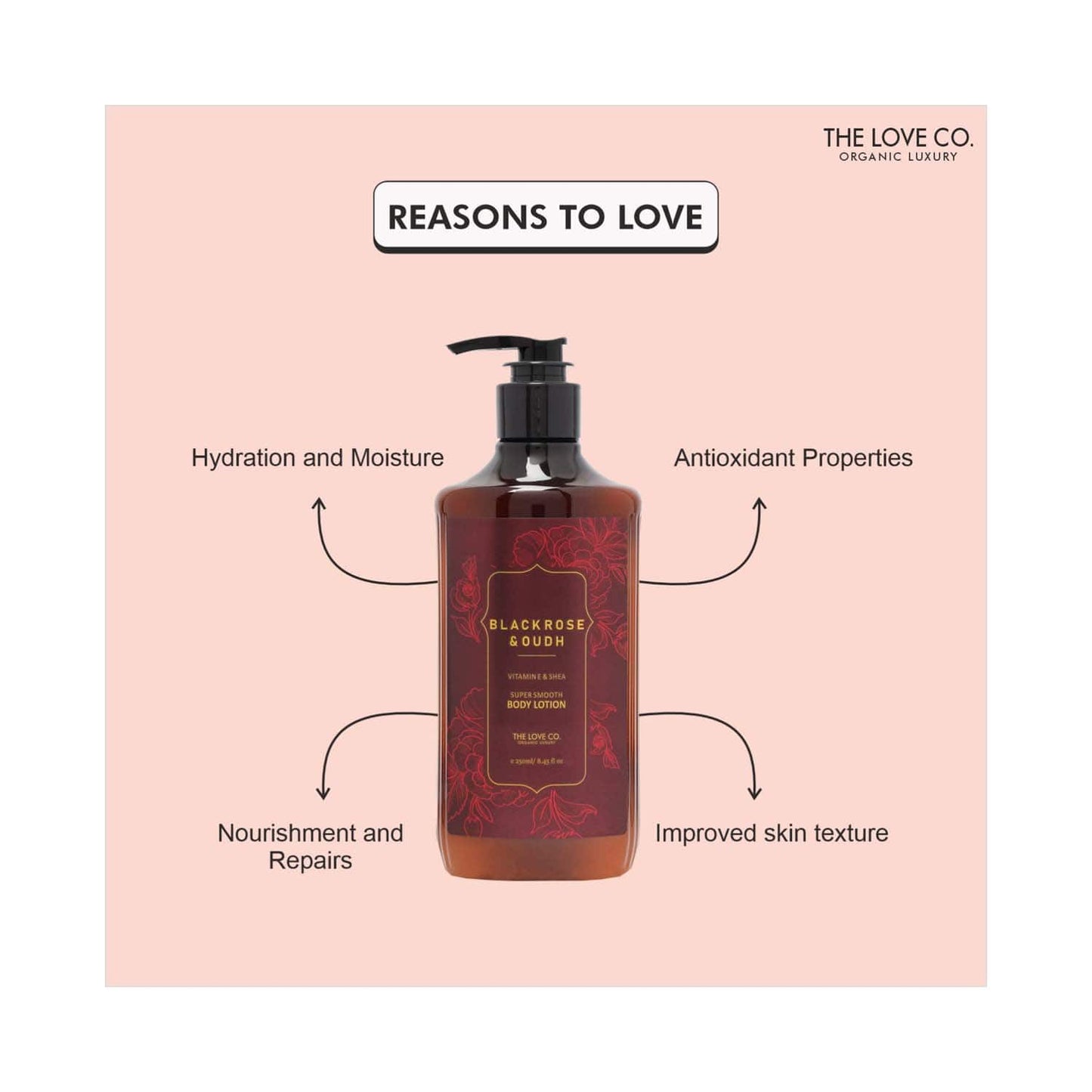 THE LOVE CO. Black Rose & Oudh Super Smooth Body Lotion (250ml)