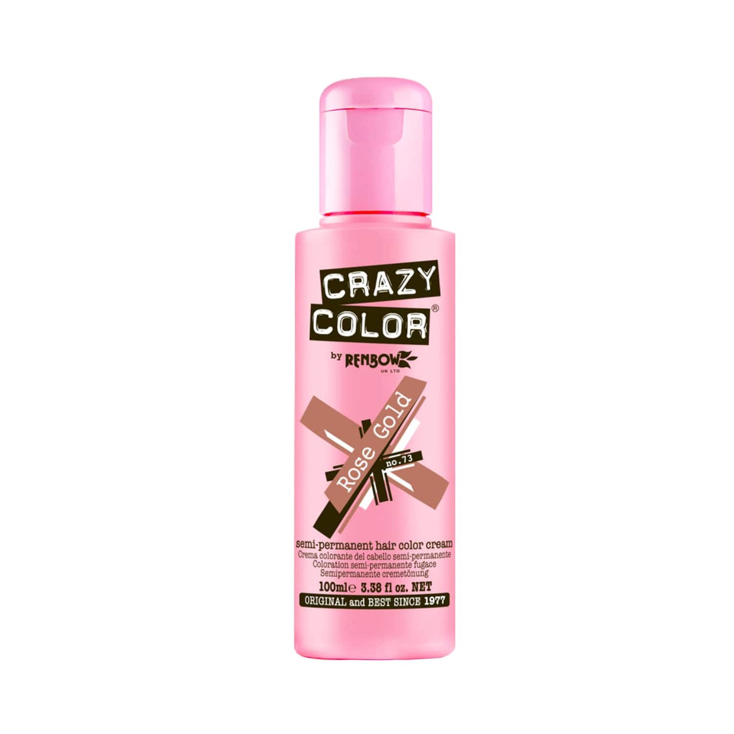 Crazy Color Semi Permanent Hair Color Cream - 73 Rose Gold (100ml)