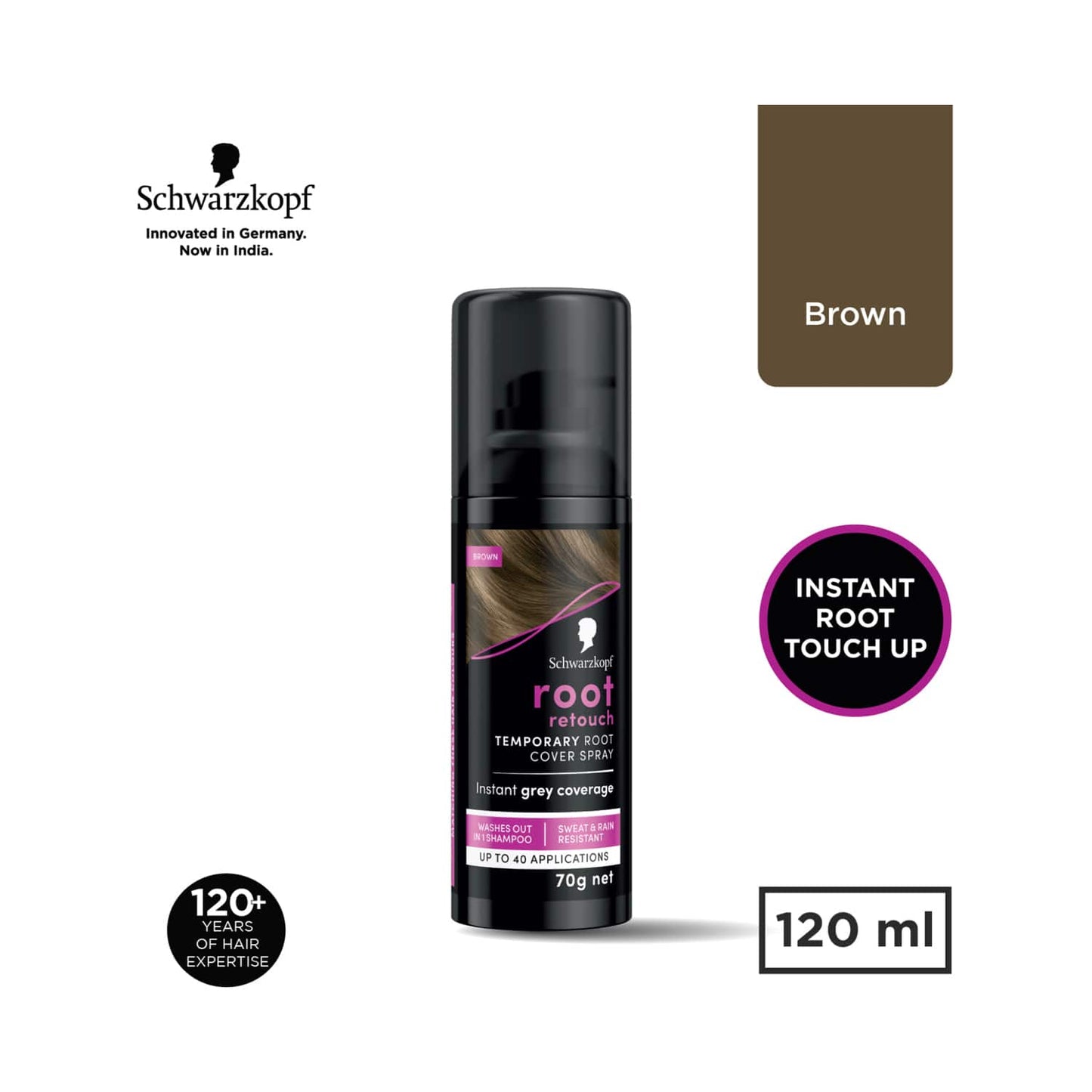 Schwarzkopf Root Retouch Instant Temporary Hair Spray - Brown (120ml)