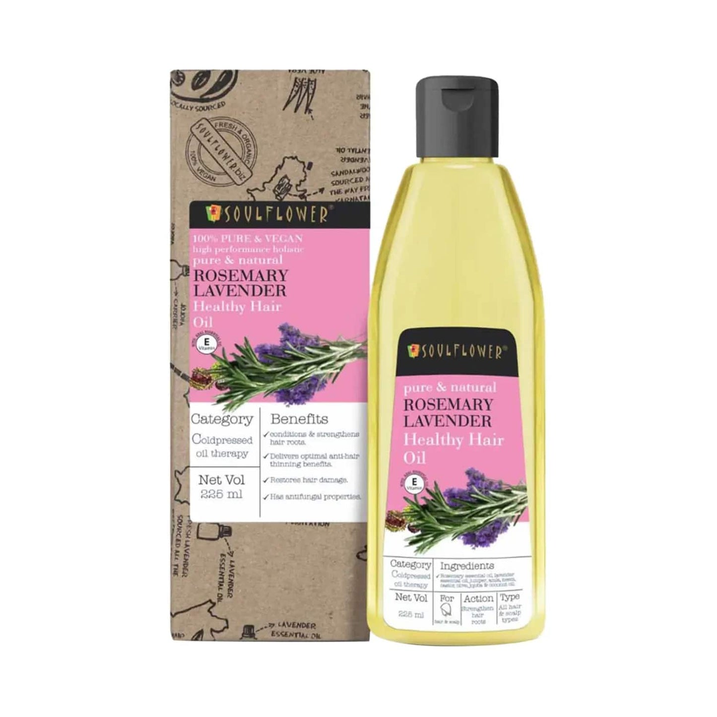 Soulflower Rosemary Lavender Healthy Hair Oil - (225ml)