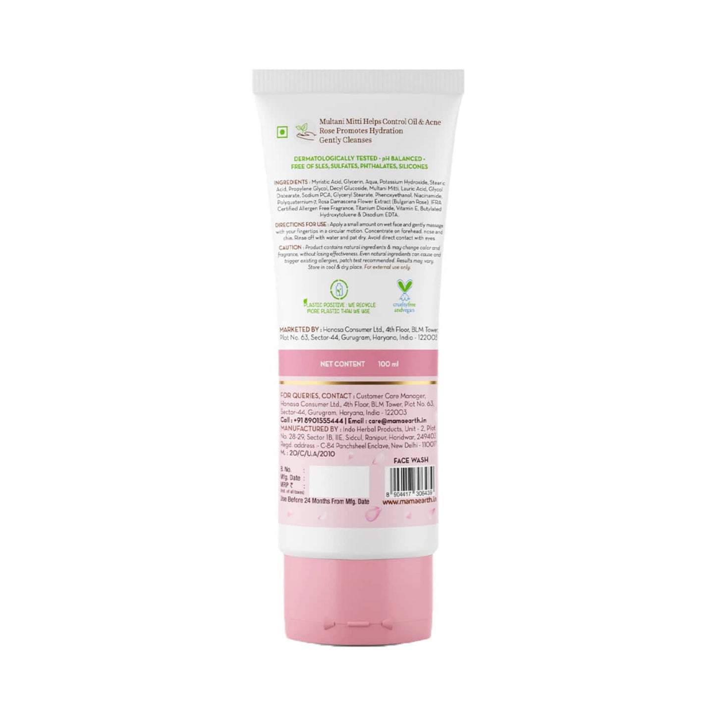 Mamaearth Multani Mitti Face Wash With Bulgarian Rose (100ml)