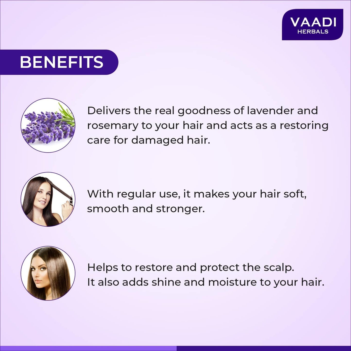 Vaadi Herbals Lavender Shampoo With Rosemary Extract Intensive Repair System (110ml)