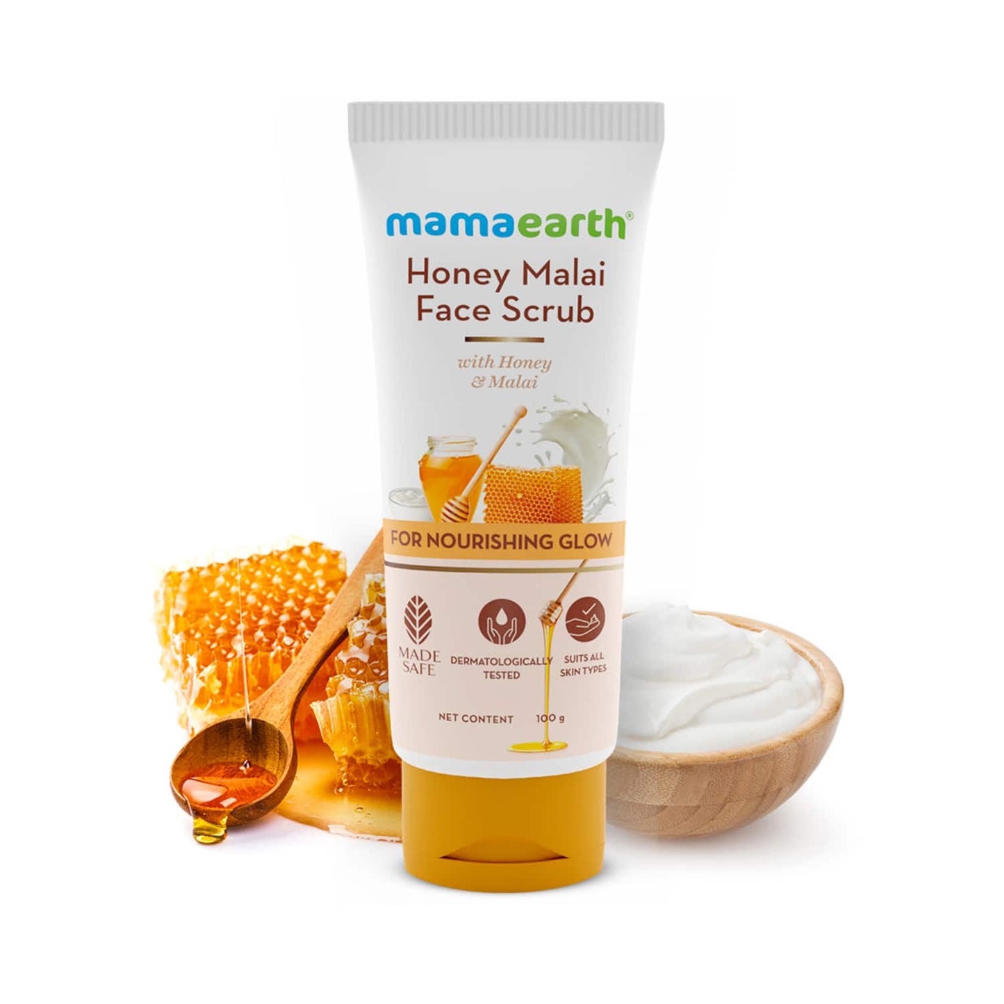 Mamaearth Honey Malai Face Scrub For Nourishing Glow (100g)