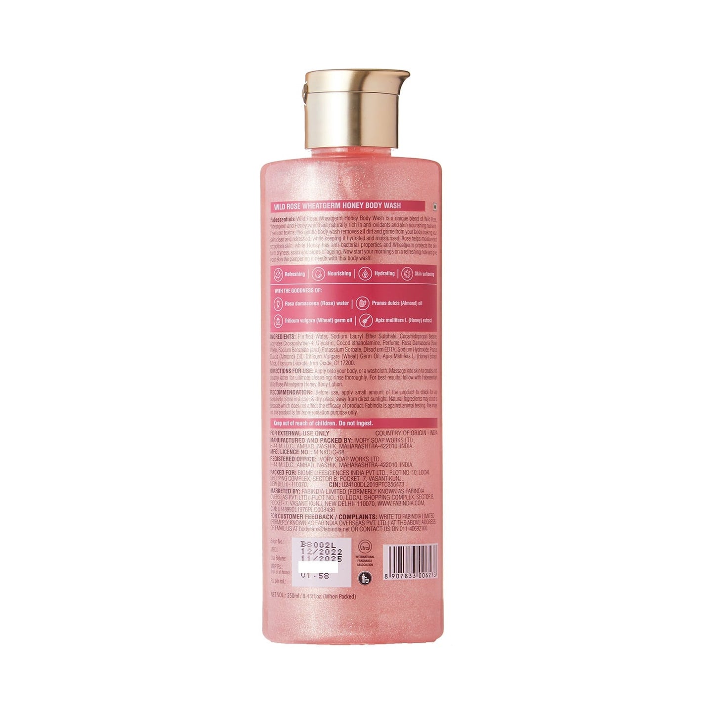 Fabessentials by Fabindia Wild Rose Wheatgerm Honey Body Wash (250ml)