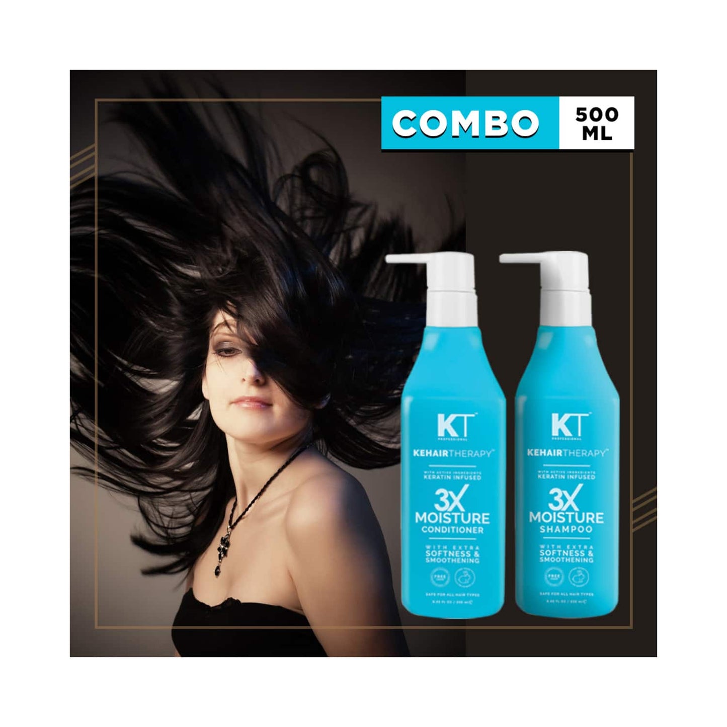 KT Professional Kehairtherapy 3X Moisture Shampoo & Conditioner Combo (2Pcs)