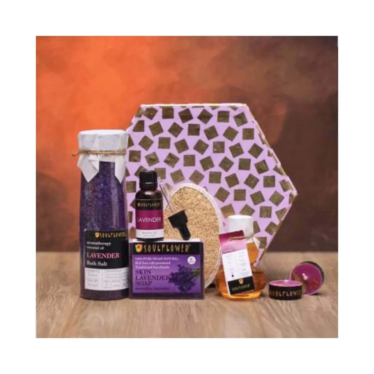 Soulflower Lavender Hexagon Festive Gift Set - (7 Pcs)