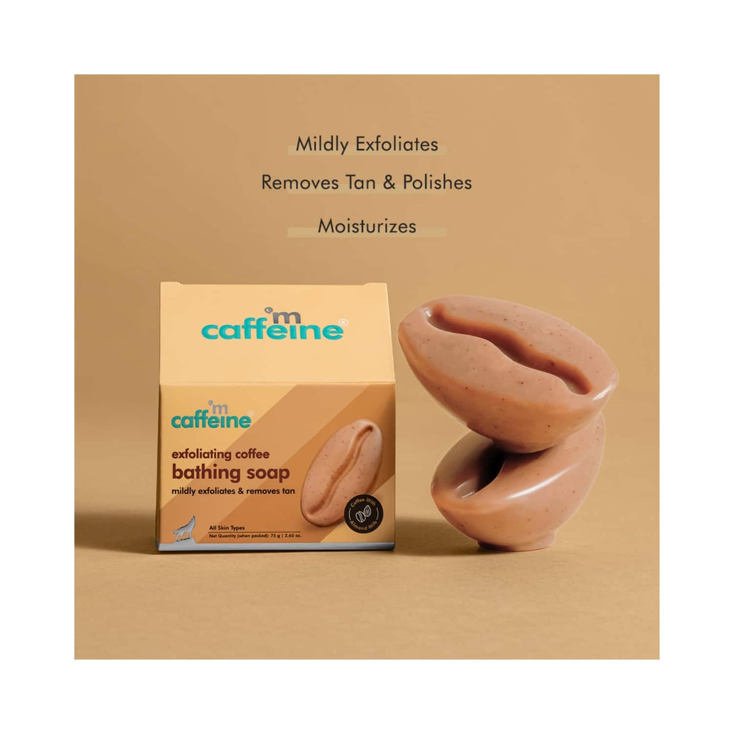 mCaffeine Exfoliating Coffee Bath Soap with Caramel & Almond Milk (75g)