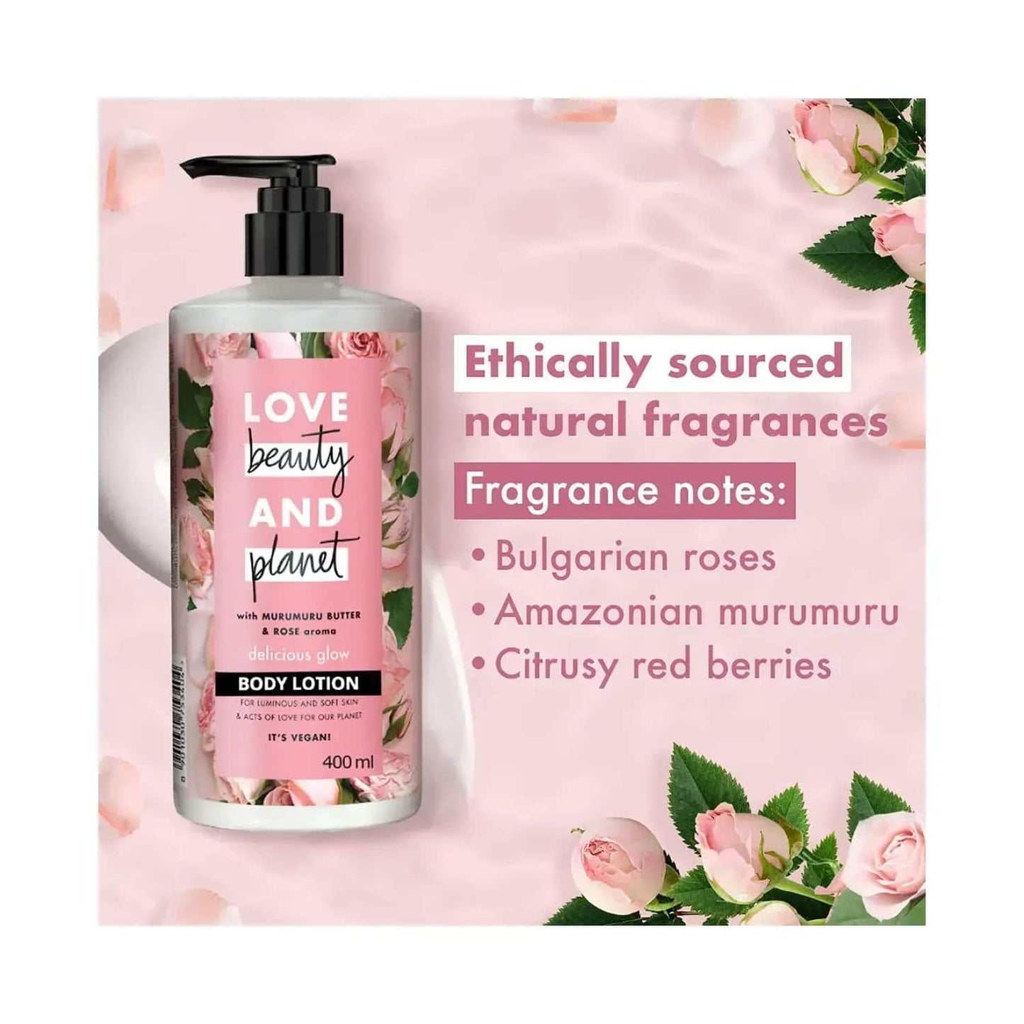 Love Beauty & Planet Murumuru Butter & Rose Moisturising Body Lotion (400 ml)