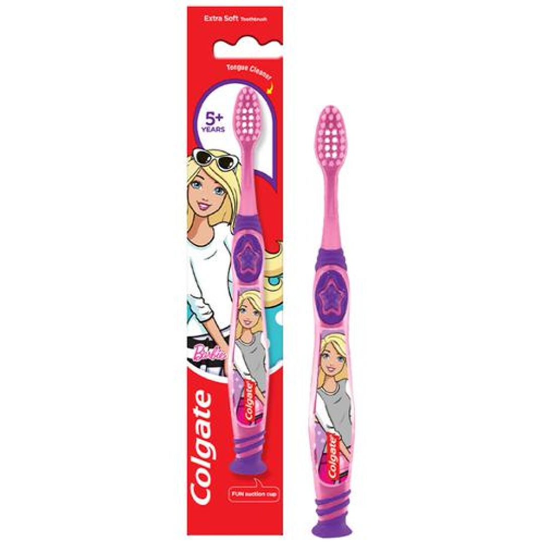 Kids Barbie Toothbrush - Extra Soft With Tongue Cleaner