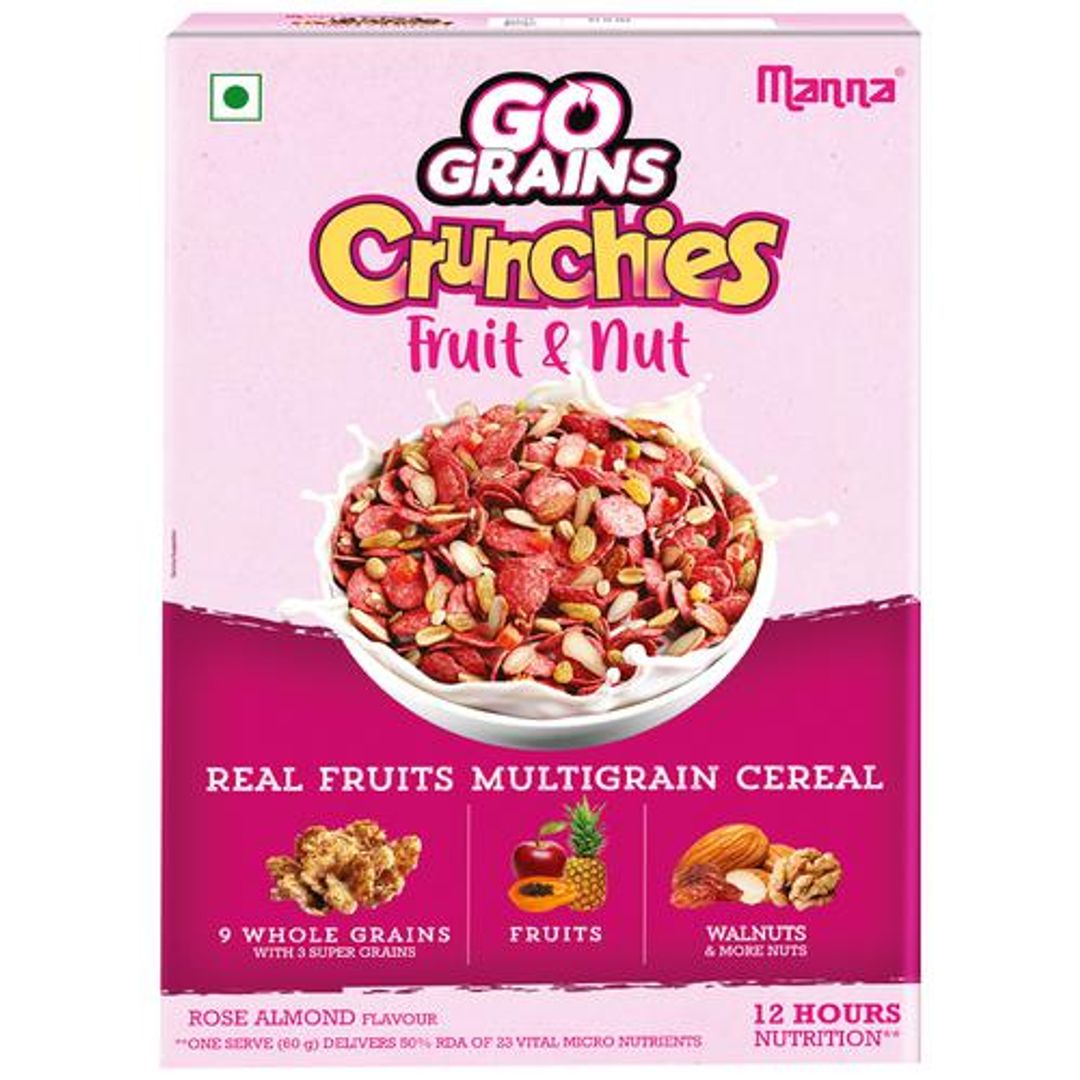 Go Grains Crunchies - Fruit & Nut, Multigrain Cereal For Kids, Rose Almond Flavour