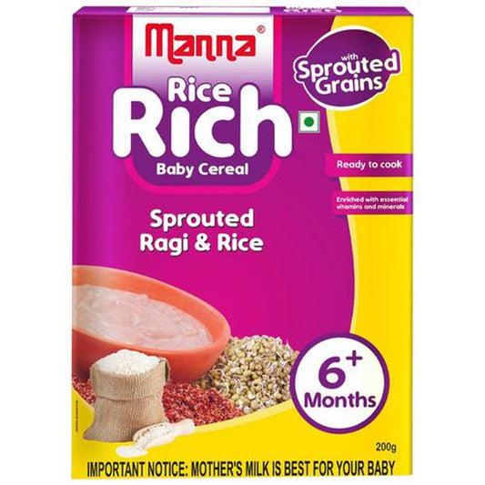 Manna Baby Cereal 200g, Sprouted Ragi & Rice, 6+ Months, Baby Food,Infant Food