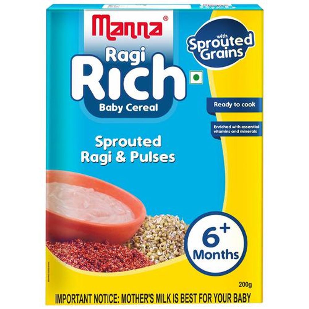 Manna Baby Cereal 200g, Sprouted Ragi & Pulses, 6+ Months, Baby Food, Infant Food