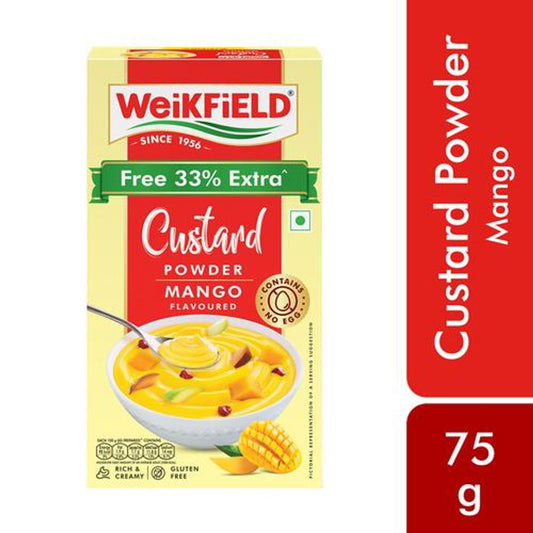 Mango Custard Powder - Makes Smooth & Creamy Custard, Contains Quality Ingredients, Best For Fruit Salads & Puddings, 100% Vegetarian