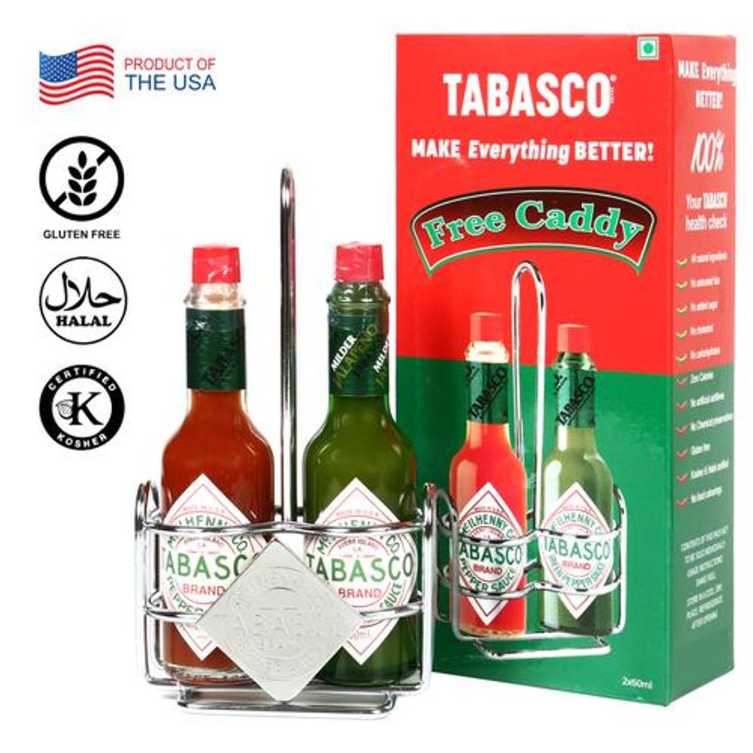 Twin Caddy Pack - Red Pepper & Green Pepper Sauce With Free Caddy