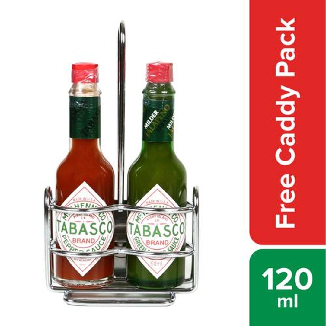 Twin Caddy Pack - Red Pepper & Green Pepper Sauce With Free Caddy