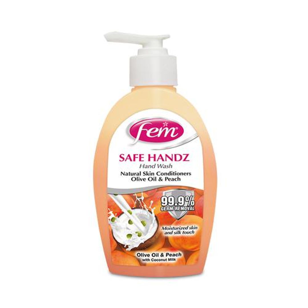 Safe Handz Hand Wash - Olive Oil & Peach with Coconut Milk, 99.9% Germ Removal