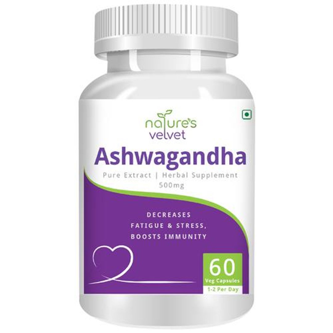 Ashwagandha Extract 500 mg Vegetarian Capsules - Boosts Immunity