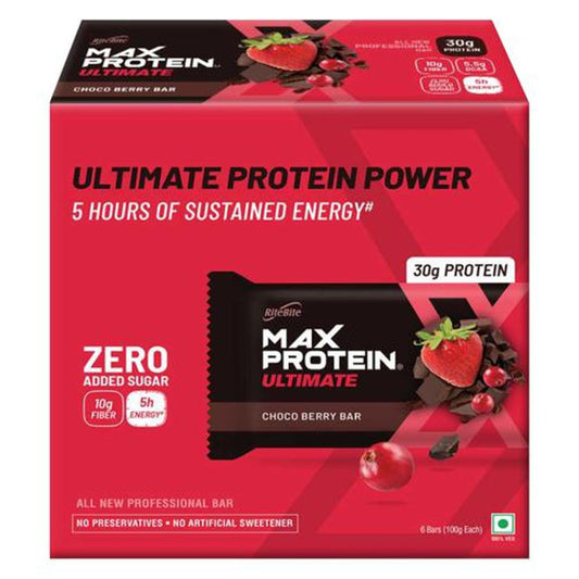 Bar Ultimate Choco Berry 30gm Protein Bar, Sugar Free Healthy Protein Snacks