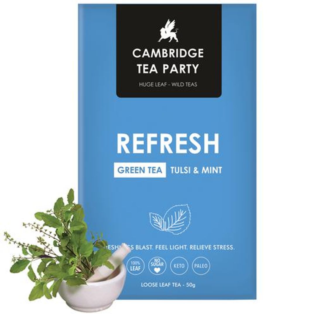 Refresh - Tulsi Mint Green Tea, Whole Leaf Loose Tea, Refreshing Aroma & Flavour