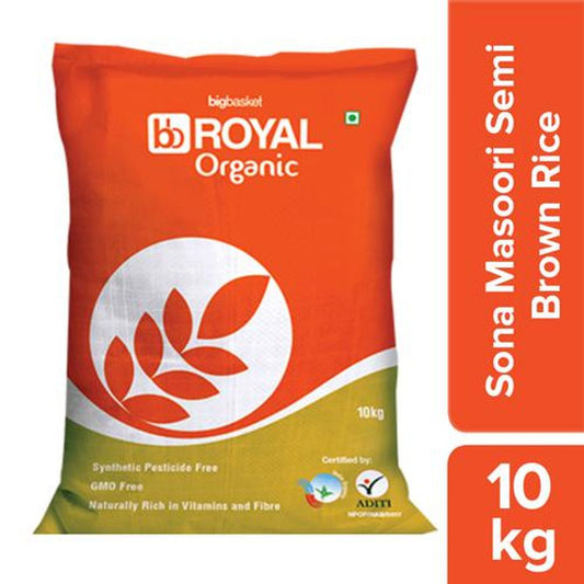 Organic Sona Masoori Semi Brown Rice/Akki - Handpounded