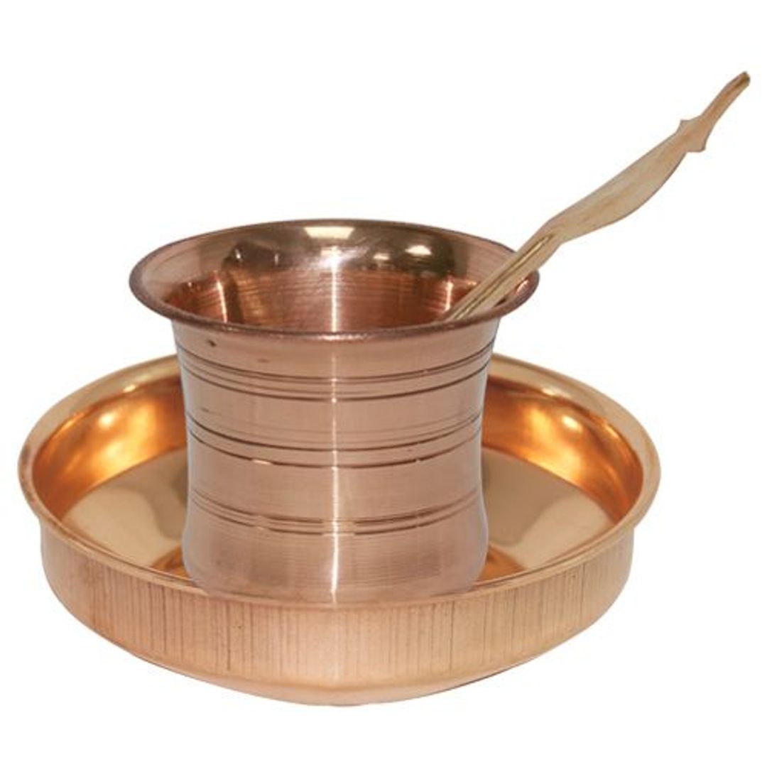 Hindu Traditional Puja Thali Set - Copper