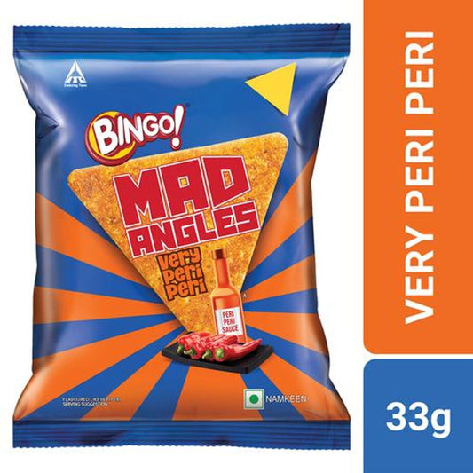 Mad Angles Very Peri Peri - Corn-Based, Spicy Crunchy Chips, Perfect For Snacking