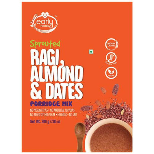 Organic Sprouted Ragi, Almond & Dates Porridge Mix - Vegan, Gluten Free