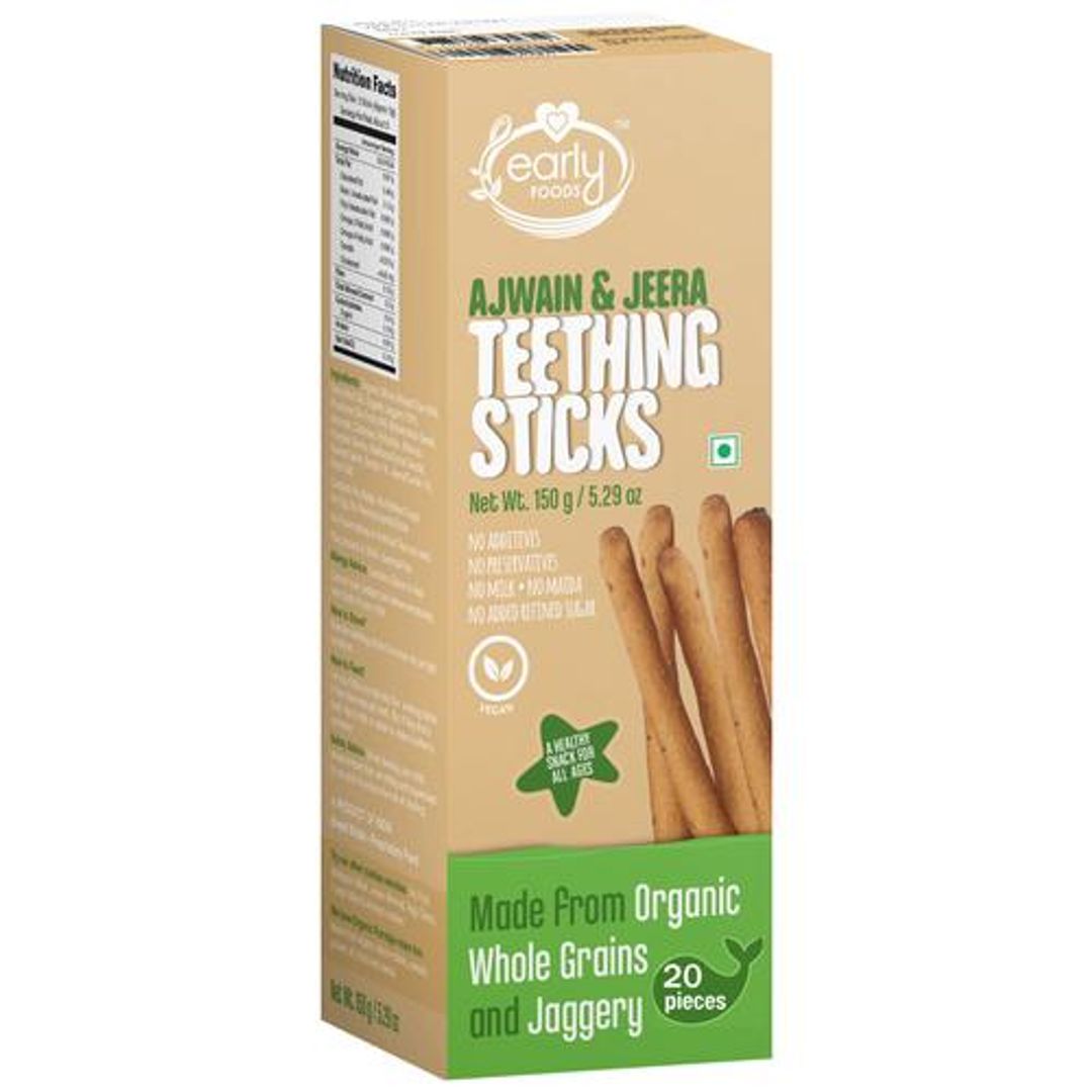 Ajwain & Jeera Teething Sticks - Made From Organic Whole Grains & Jaggery