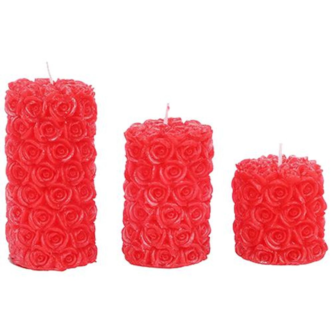 Decorative Wax Rose Scented Candles - Bb-1259-1, Red